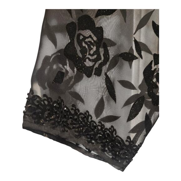 Due Per Due Womens 22W KIMONO Duster Black Velvet Burnout Sheer Floral Beaded - Picture 5 of 9